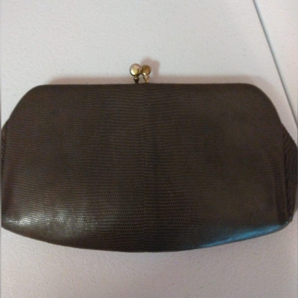 Lesco super chic vintage lizard genuine lizard skin small clutch in cognac EUC